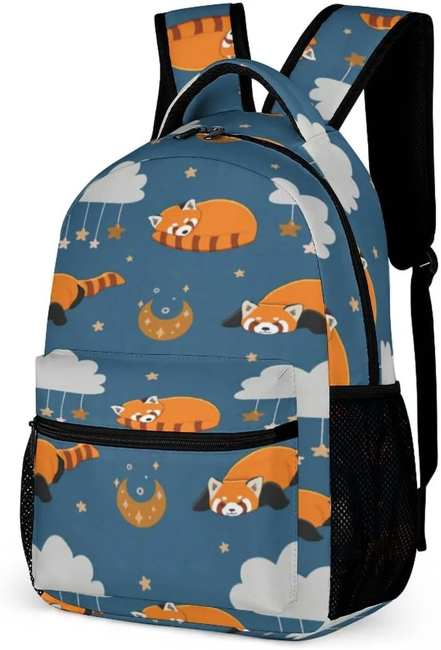 Sleeping Red Panda Pattern Backpack Bags for Women Men Adjustable Daypack Rucksack Travel Holder Bookbags Shopping Bags for Adult Office 16 Inches