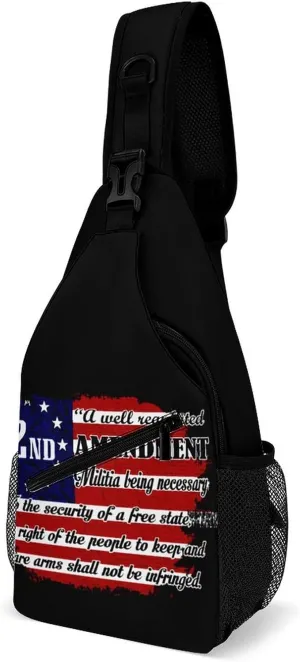 Sling Bag for Men - 2nd Amendment American Flag Logo Chest Bag Crossbody Backpack for Women Sports Travel Hiking Daypack
