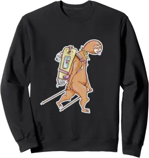 Sloth hiking with trekking poles Sweatshirt