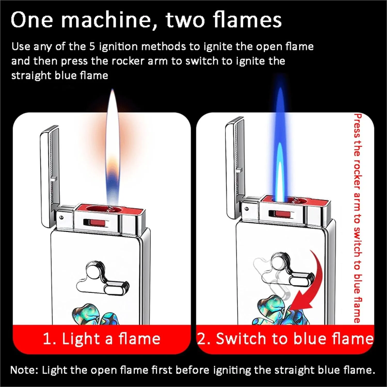 Smart Voice Control 5 Ignition Modes Dual Flame Butane Windproof Lighter, Refillable Fuel, Metal Flip Cap, Suitable for Candle Camping (Butane Not Included)(White3)