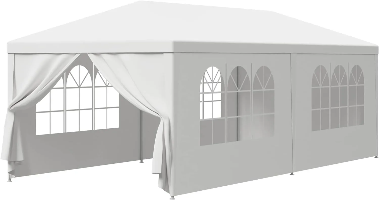 Smartxchoices 10' x 20' Outdoor White Waterproof Gazebo Canopy Tent with Removable Sidewalls Windows Heavy Duty Tent for Party Wedding Events Beach BBQ…