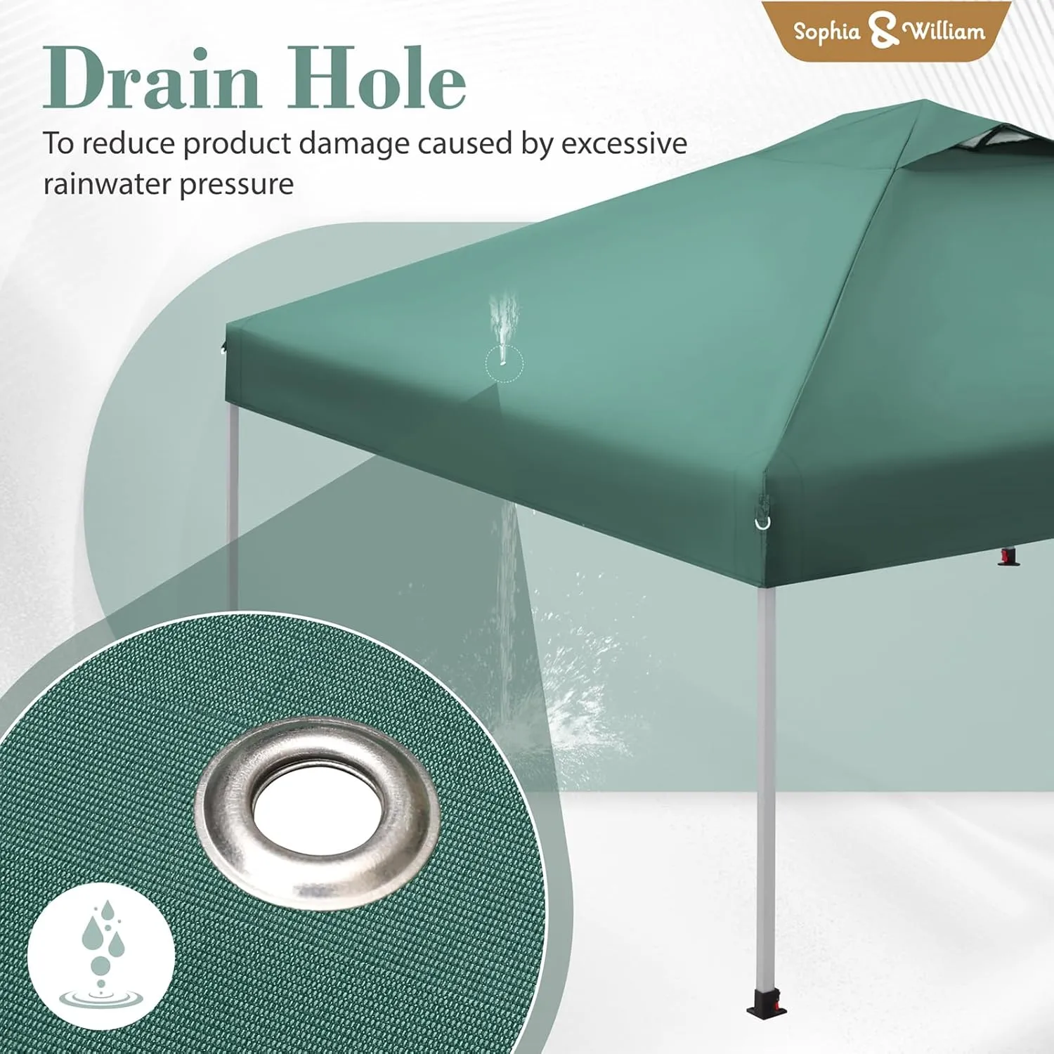 Sophia & William Canopy Tent Pop Up 10x10 ft, Outdoor Patio Portable Commercial Canopies Shelter Heavy Duty Straight Legs with Roller Bag, 8 Stakes, 4 Guy Ropes, UPF50 , Green