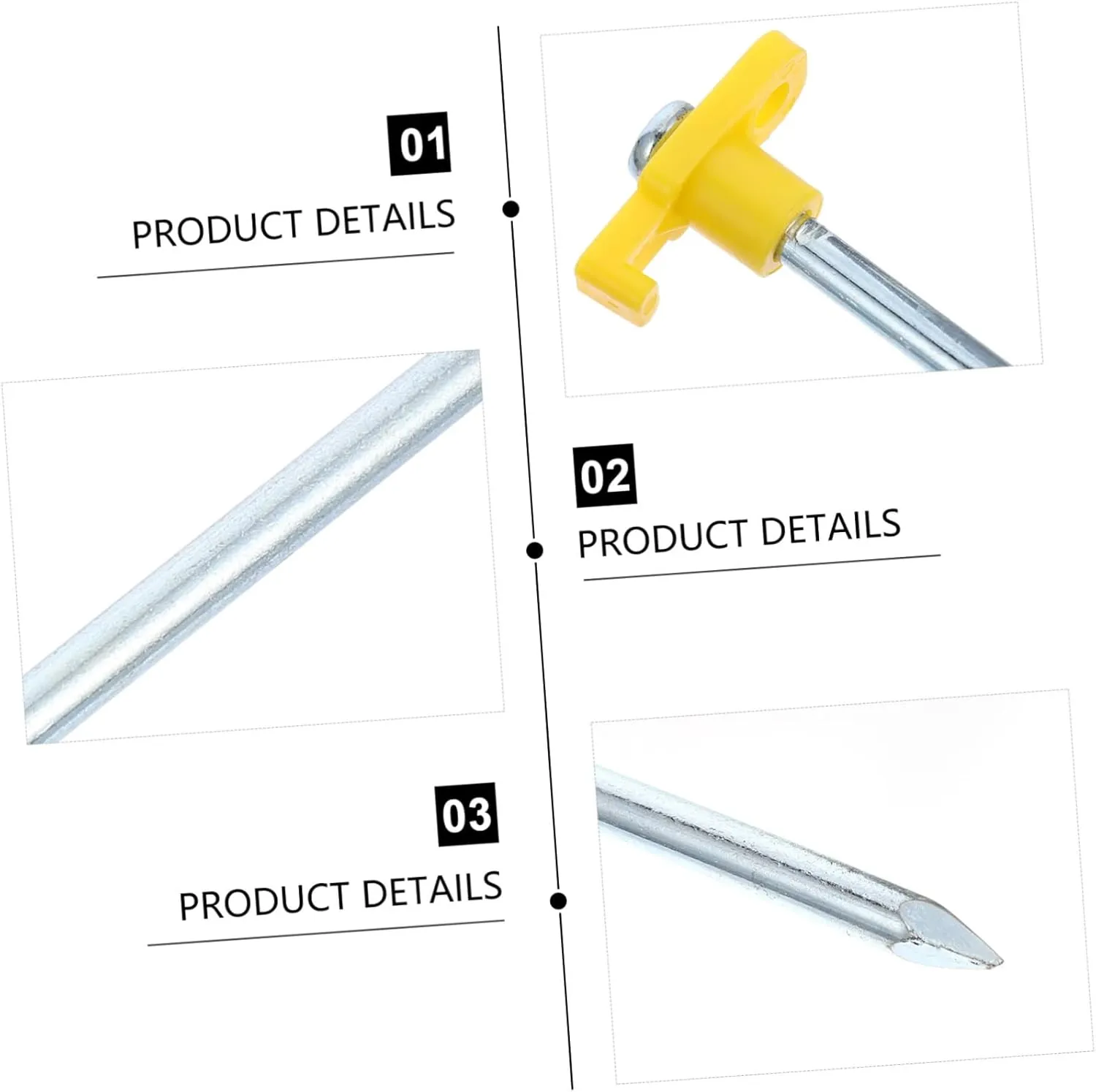 Sosoport 10pcs Lengthened Tent Stakes Windproof Ground Nails for Camping Aluminum Tent Anchor Stainless Steel Pegs