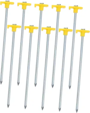 Sosoport 10pcs Lengthened Tent Stakes Windproof Ground Nails for Camping Aluminum Tent Anchor Stainless Steel Pegs