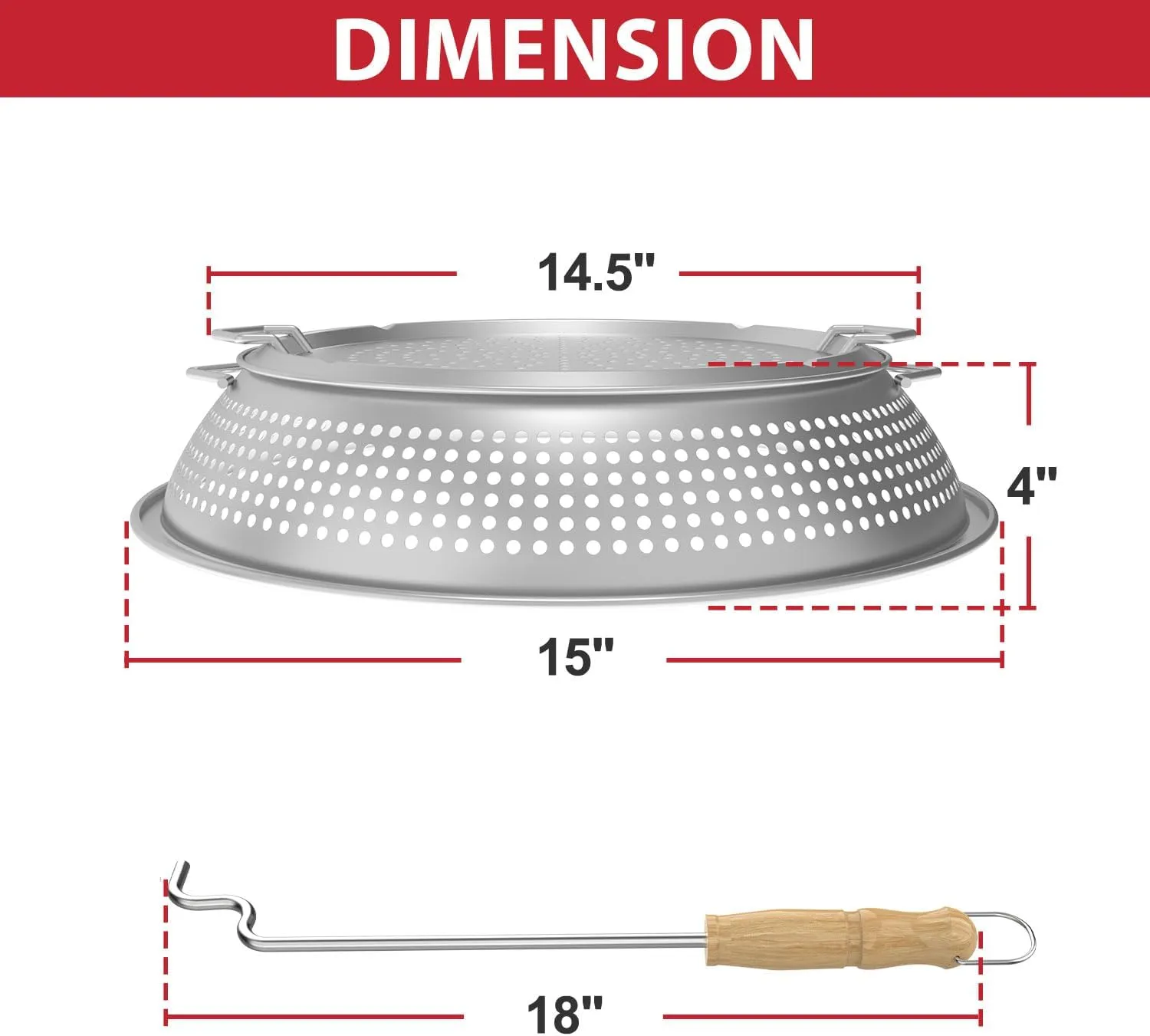 Spark Shield for Solo Stove Ranger, Stainless Steel Fire Pit Spark Protector Screen for Outdoor Backyard Party Fire Pits, Shield for Solo Stove Ranger with Two Guild Sticks