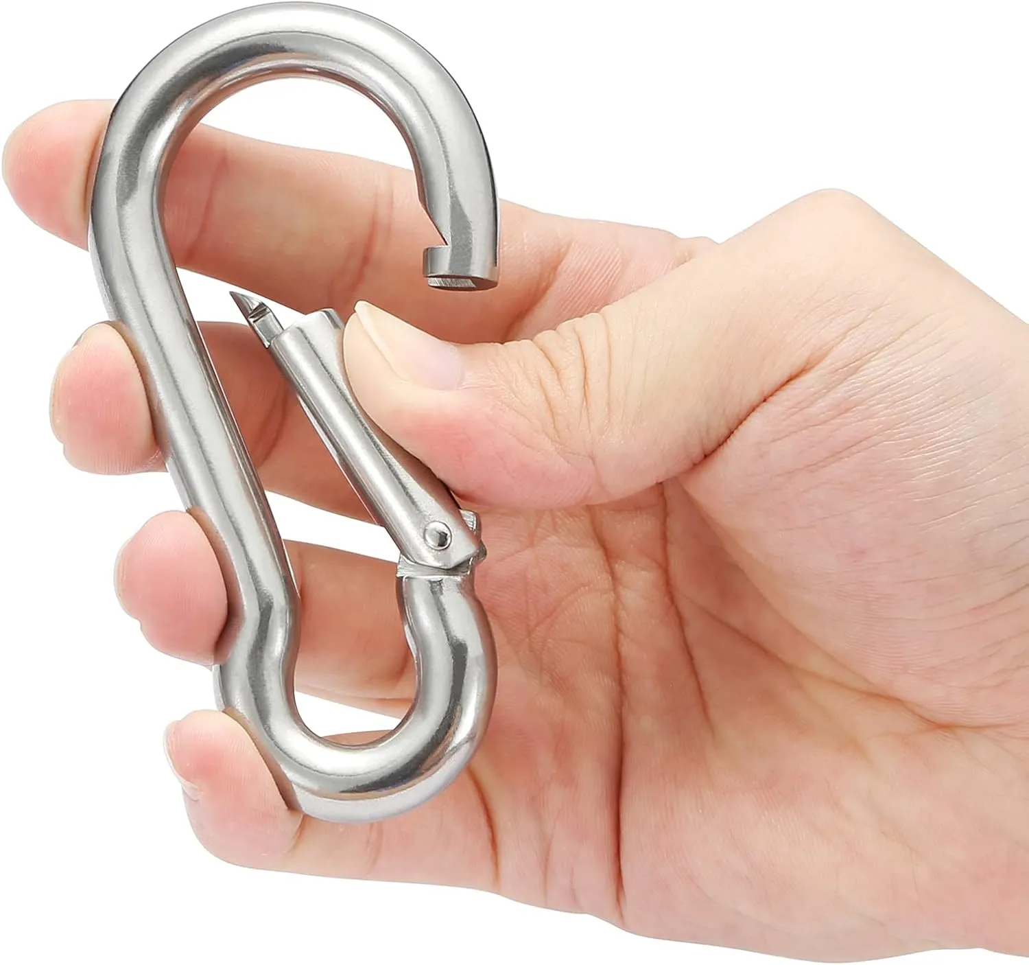 sprookber Stainless Steel Spring Snap Hook Carabiner - 304 Stainless Steel Clips, Set of 6