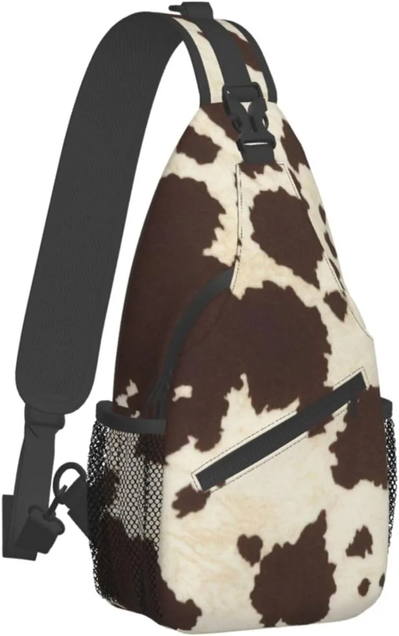 SSIMOO Cow Fur Print Versatile Travel Hiking Backpack-Perfect For Outdoor Cycling,Chest Shoulder Bag