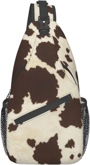 SSIMOO Cow Fur Print Versatile Travel Hiking Backpack-Perfect For Outdoor Cycling,Chest Shoulder Bag