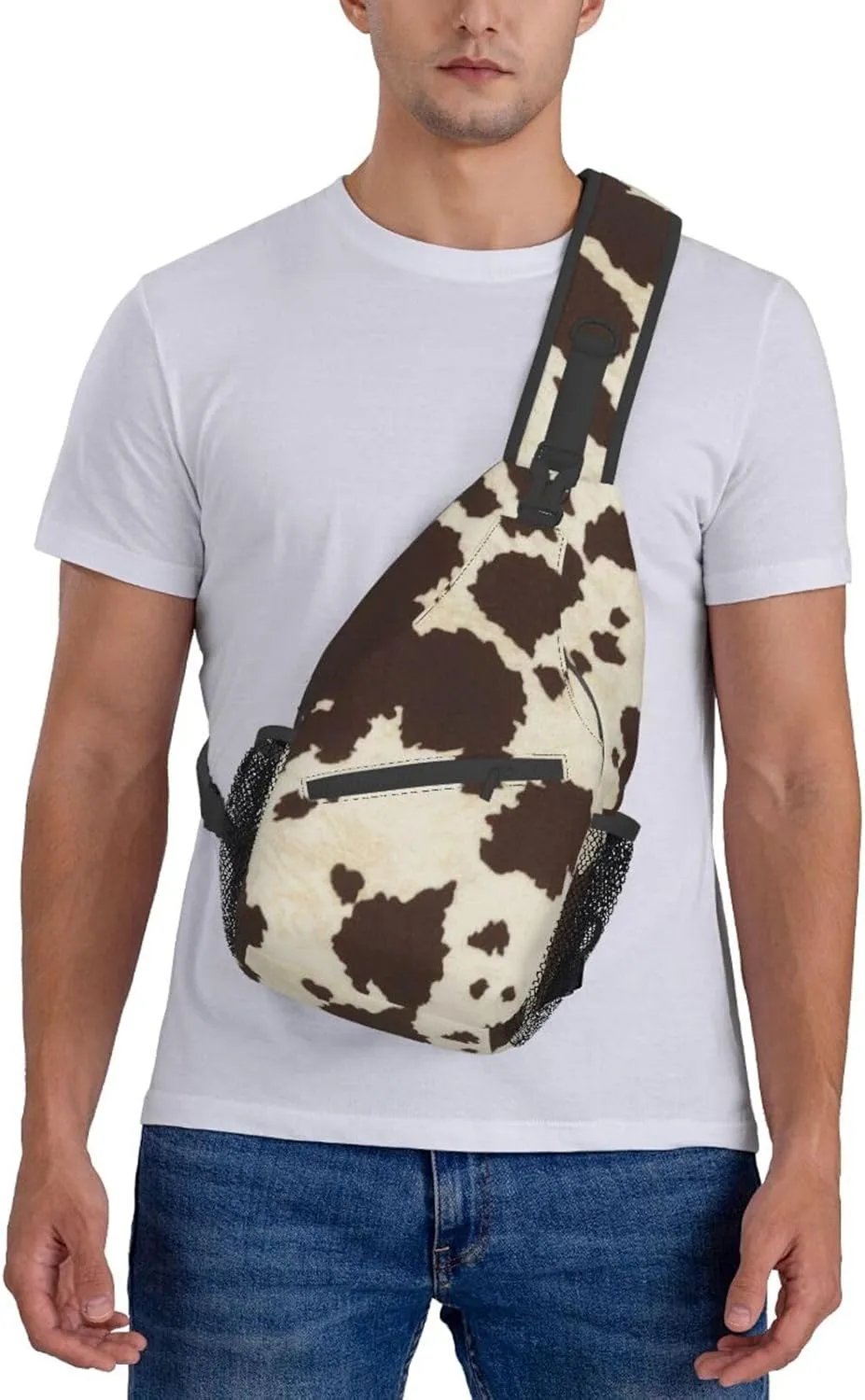 SSIMOO Cow Fur Print Versatile Travel Hiking Backpack-Perfect For Outdoor Cycling,Chest Shoulder Bag