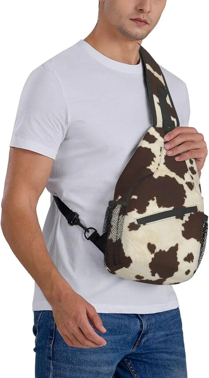 SSIMOO Cow Fur Print Versatile Travel Hiking Backpack-Perfect For Outdoor Cycling,Chest Shoulder Bag