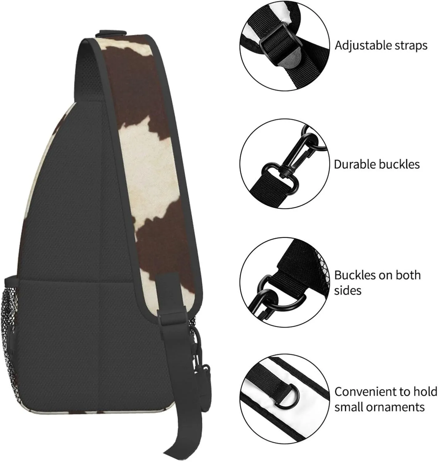 SSIMOO Cow Fur Print Versatile Travel Hiking Backpack-Perfect For Outdoor Cycling,Chest Shoulder Bag