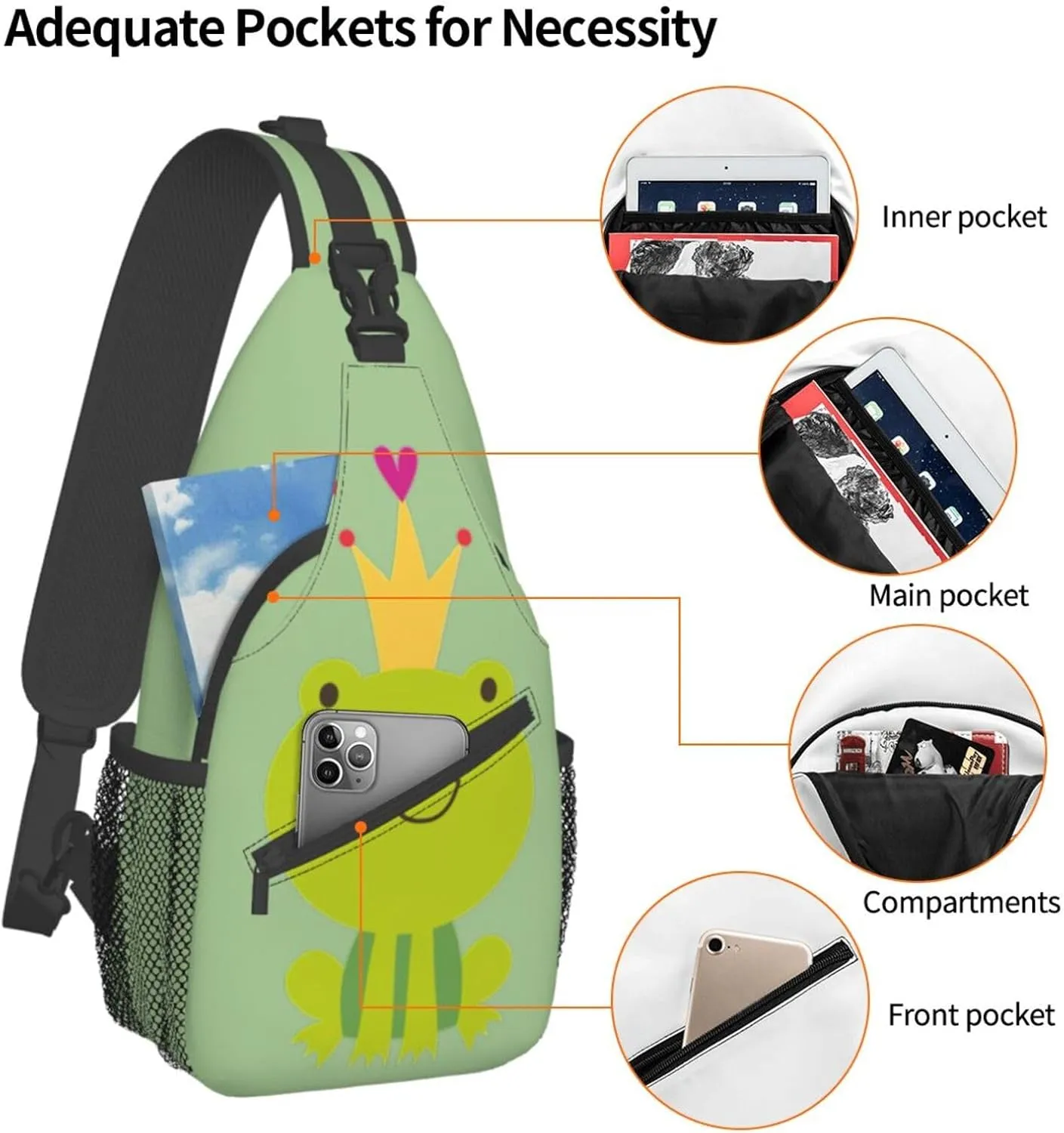 SSIMOO Crown Frog Versatile Travel Hiking Backpack-Perfect For Outdoor Cycling,Chest Shoulder Bag