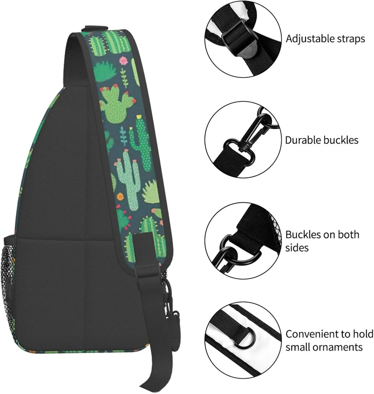 SSIMOO Cute Cactus Seamless Illustration Versatile Travel Hiking Backpack-Perfect For Outdoor Cycling,Chest Shoulder Bag