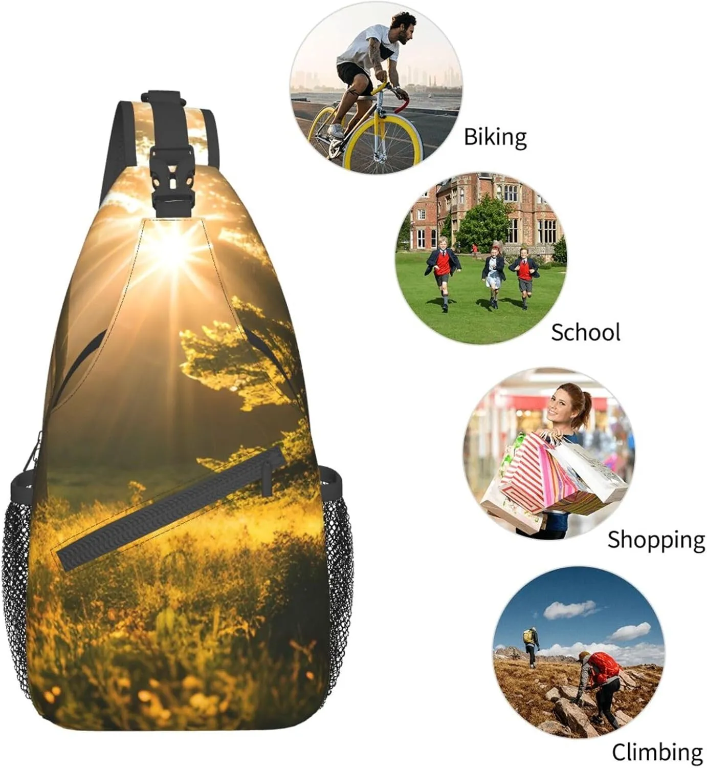 SSIMOO Morning Sunlight In Wilderness Versatile Travel Hiking Backpack-Perfect For Outdoor Cycling,Chest Shoulder Bag