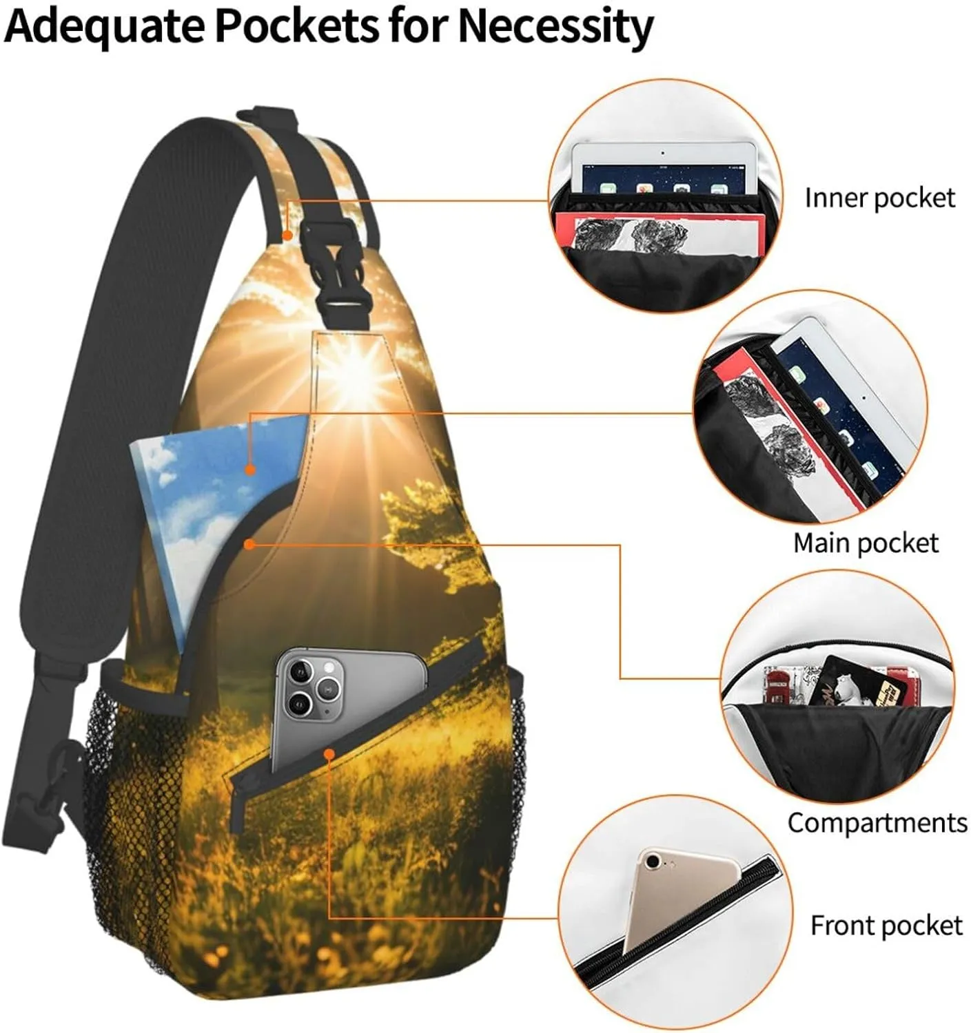 SSIMOO Morning Sunlight In Wilderness Versatile Travel Hiking Backpack-Perfect For Outdoor Cycling,Chest Shoulder Bag
