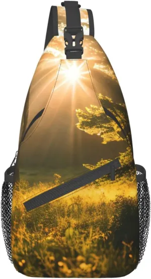 SSIMOO Morning Sunlight In Wilderness Versatile Travel Hiking Backpack-Perfect For Outdoor Cycling,Chest Shoulder Bag