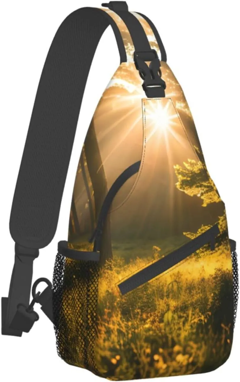SSIMOO Morning Sunlight In Wilderness Versatile Travel Hiking Backpack-Perfect For Outdoor Cycling,Chest Shoulder Bag