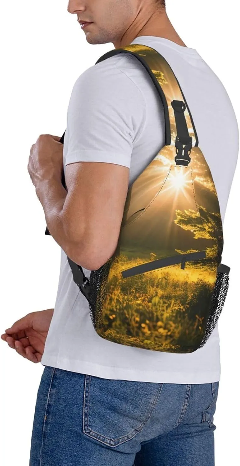 SSIMOO Morning Sunlight In Wilderness Versatile Travel Hiking Backpack-Perfect For Outdoor Cycling,Chest Shoulder Bag