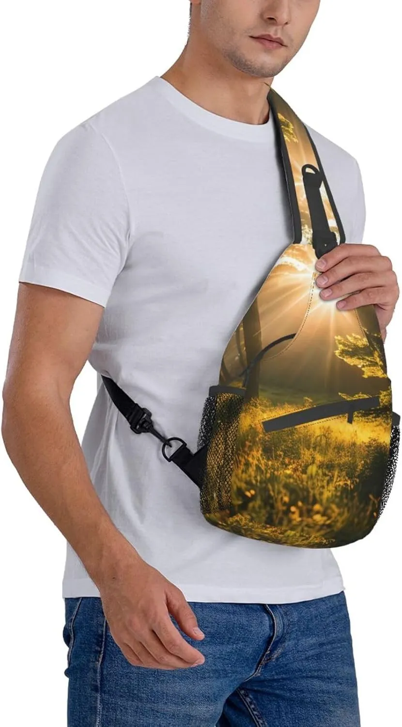 SSIMOO Morning Sunlight In Wilderness Versatile Travel Hiking Backpack-Perfect For Outdoor Cycling,Chest Shoulder Bag