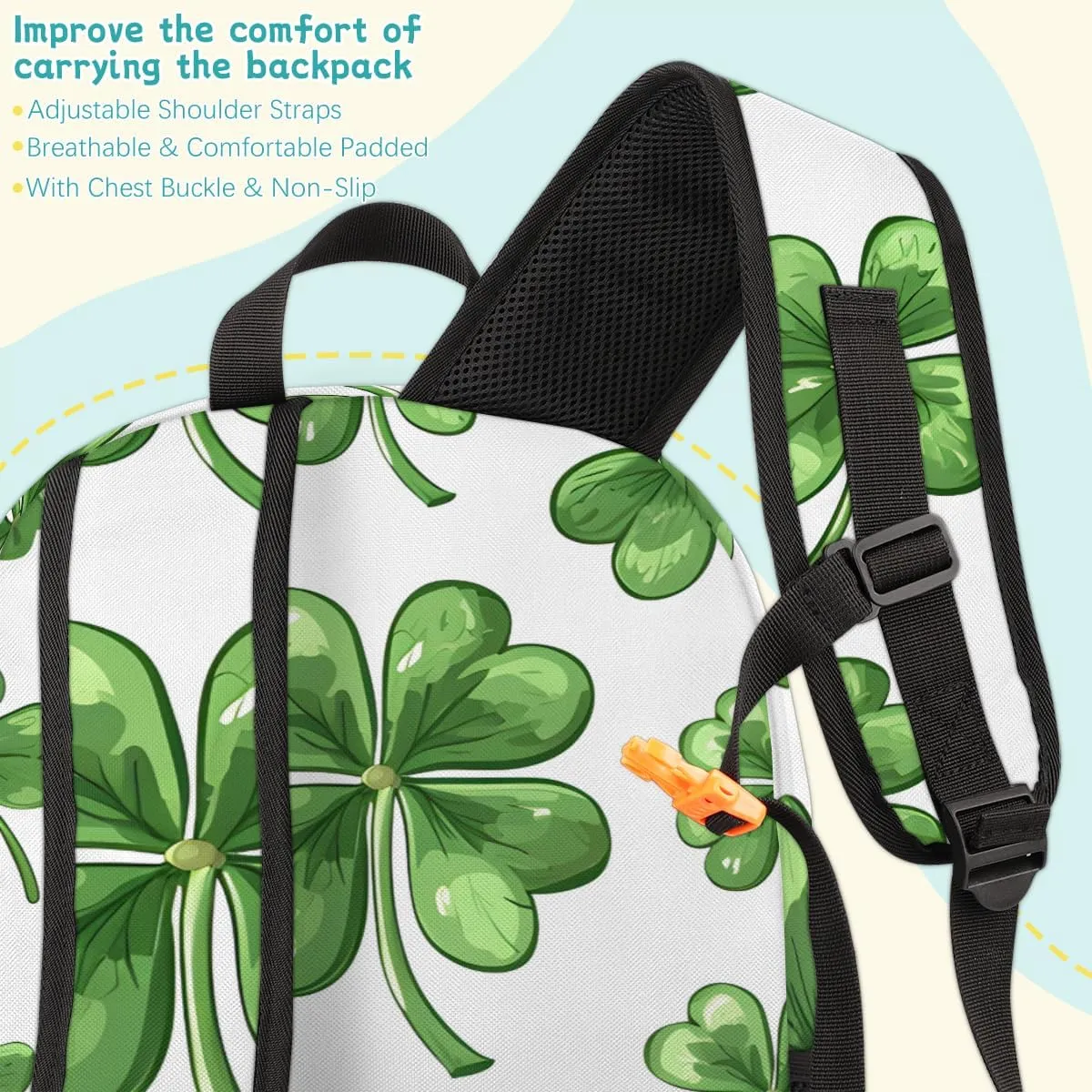 St Patrick's Day Carry on Travel Backpack for Women Men Water resistant Lightweight Rucksack Backpack for Weekender Casual Work Hiking Green Shamrock Clover Spring