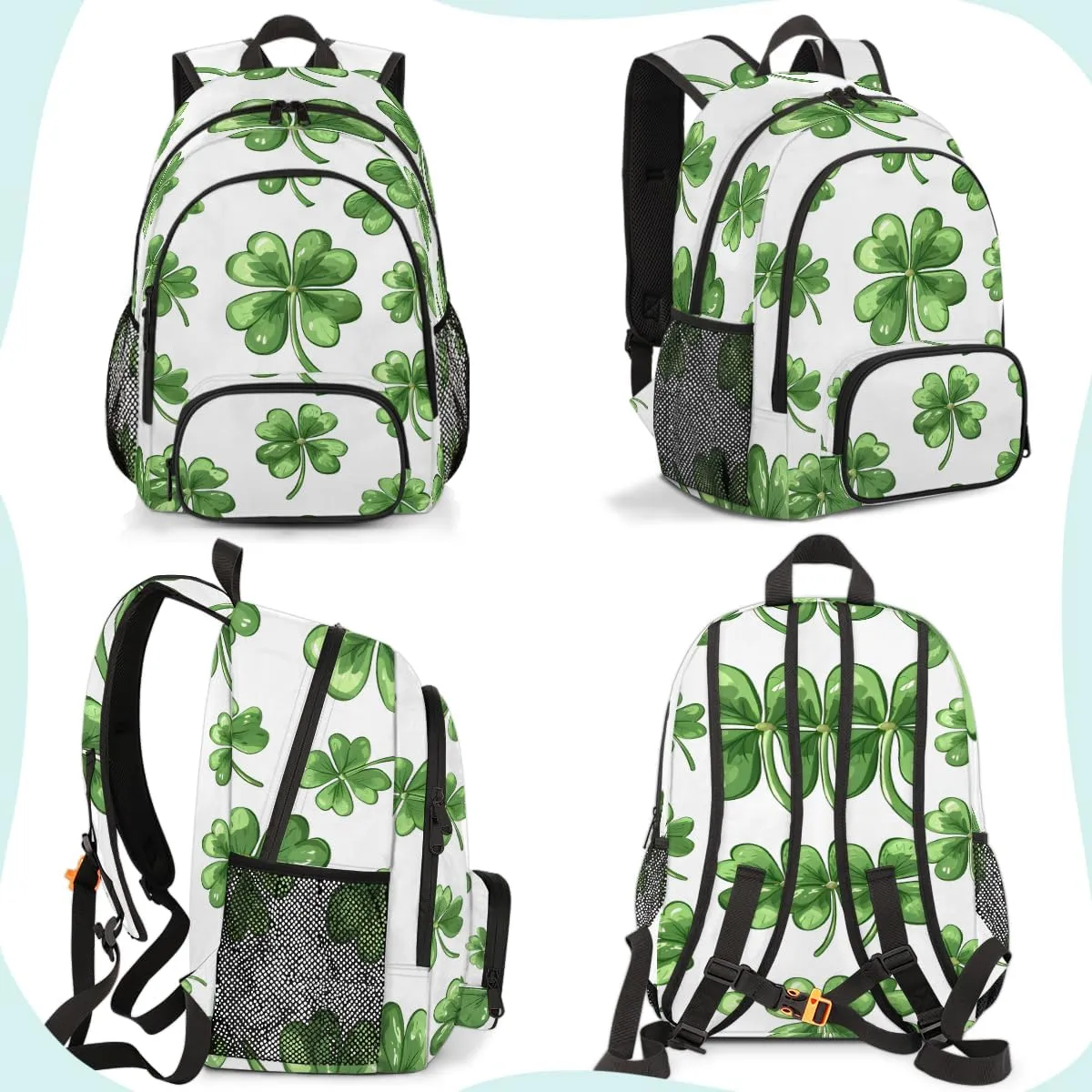 St Patrick's Day Carry on Travel Backpack for Women Men Water resistant Lightweight Rucksack Backpack for Weekender Casual Work Hiking Green Shamrock Clover Spring