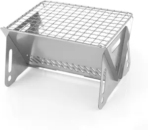 Stainless Steel Portable Folding Camping Grill Outdoor Wood Burning Camp Stove Barbecue Picnic Stove for Hiking Camping Beach Party Patio