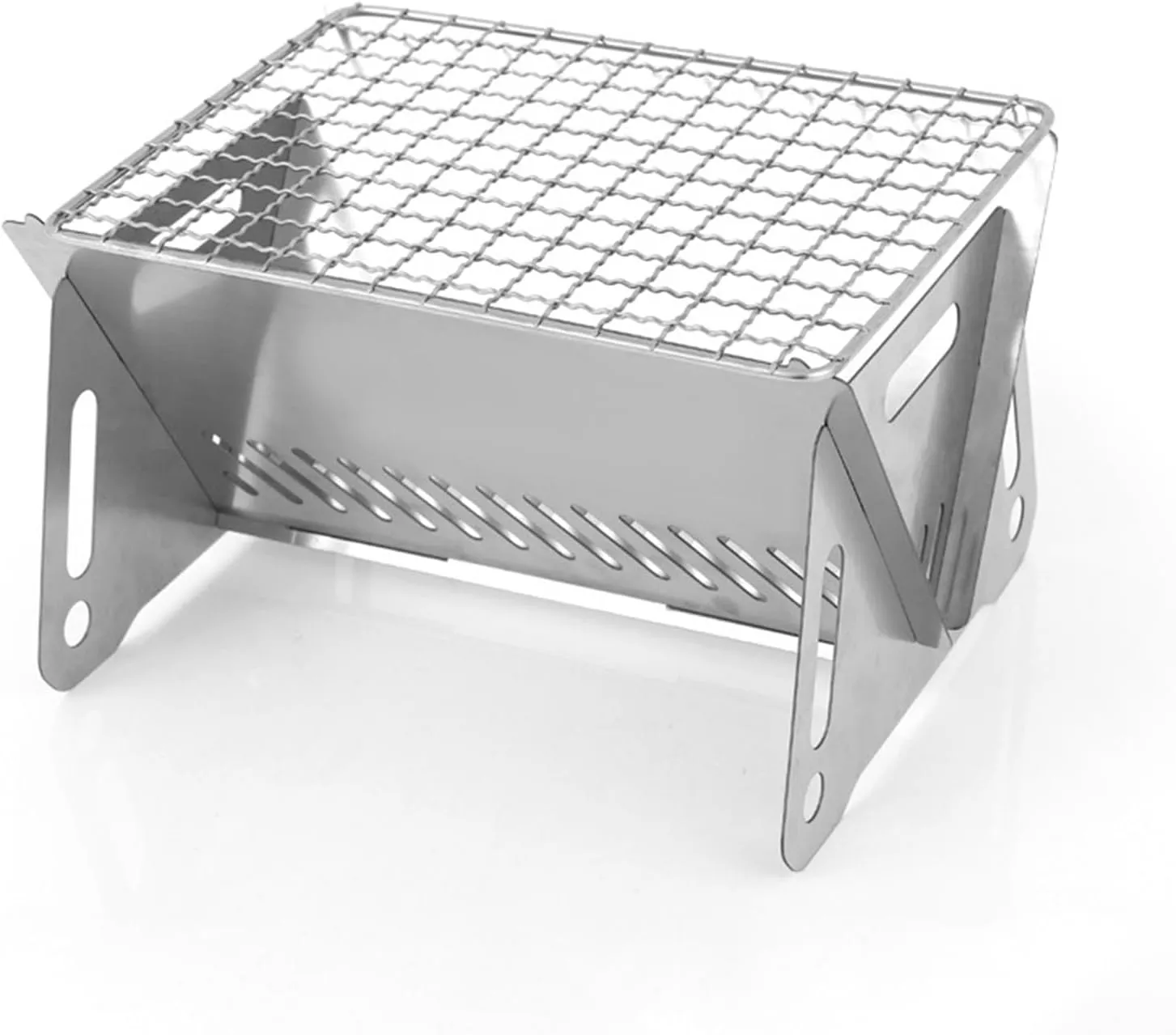 Stainless Steel Portable Folding Camping Grill Outdoor Wood Burning Camp Stove Barbecue Picnic Stove for Hiking Camping Beach Party Patio