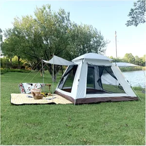 Stand Up Tents for Adults 4 People,Waterproof Tent Porch Extension Firm and Stable Blackout Tents for Family,Outdoor,Hiking and Mountaineering