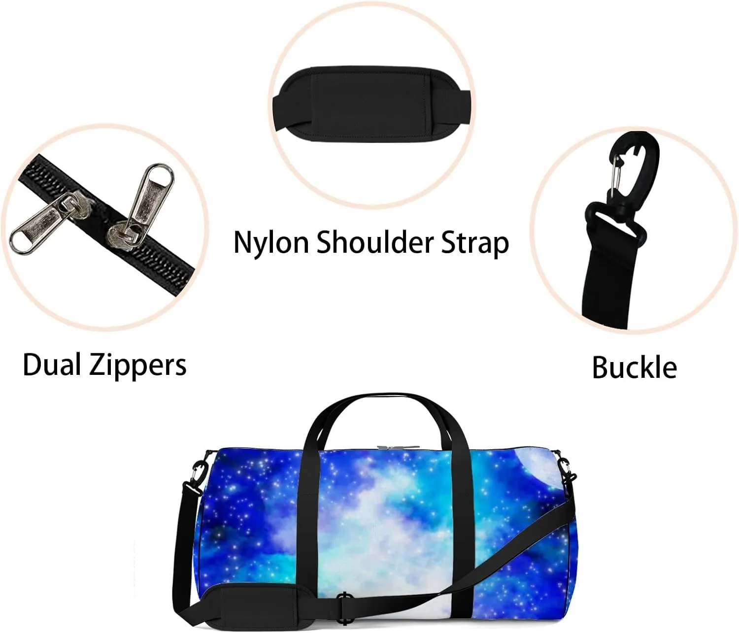 Starry Sky Castle Sports Bag Tote Bag Waterproof Gym Bag with Shoulder Strap Zipper 2 Side Pockets for Men and Women, Travel and Storage Shoulder Bag.