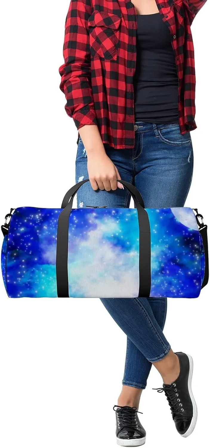 Starry Sky Castle Sports Bag Tote Bag Waterproof Gym Bag with Shoulder Strap Zipper 2 Side Pockets for Men and Women, Travel and Storage Shoulder Bag.