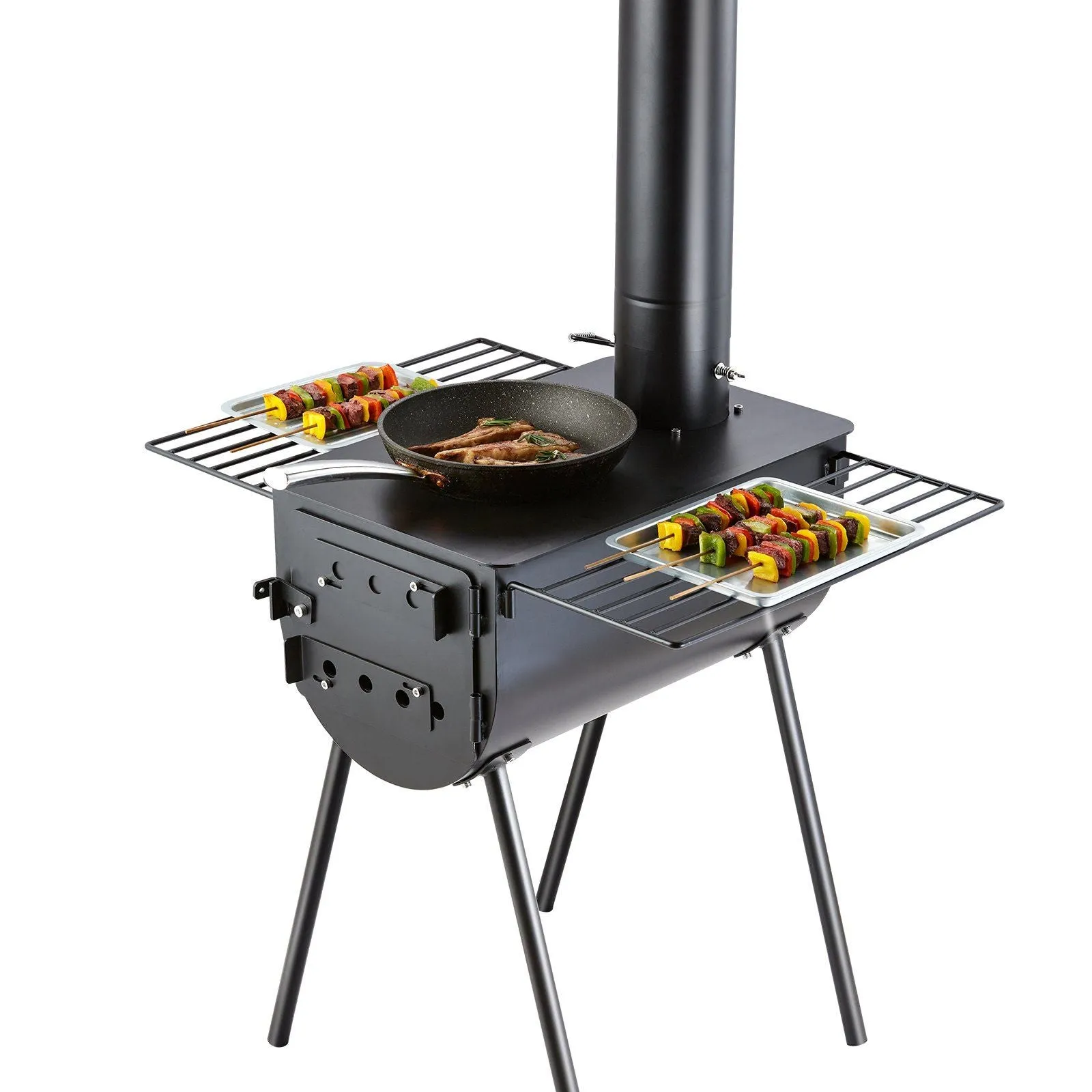 Stove, Stove and Portable Cooking Stove Gloves, Burning for Pipes Wood inch, Hot & Tailored service Heating with Pipes Camping Stove, Tent Alloy with 118 Customer-favorite Chimney 3000in³Firebox Steel Tent VEVOR Wood Outdoor 8