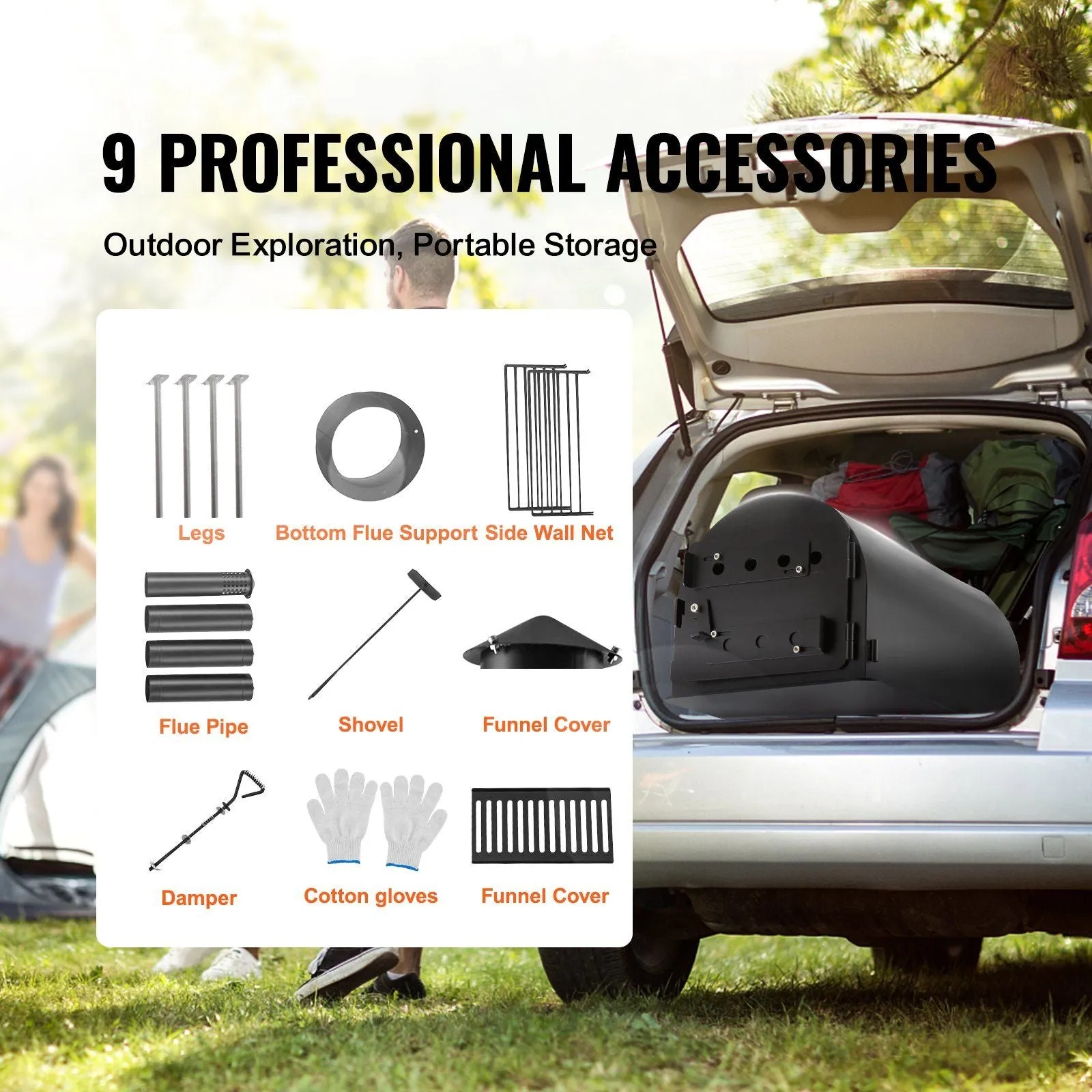 Stove, Stove and Portable Cooking Stove Gloves, Burning for Pipes Wood inch, Hot & Tailored service Heating with Pipes Camping Stove, Tent Alloy with 118 Customer-favorite Chimney 3000in³Firebox Steel Tent VEVOR Wood Outdoor 8