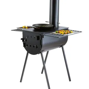 Stove, Stove and Portable Cooking Stove Gloves, Burning for Pipes Wood inch, Hot & Tailored service Heating with Pipes Camping Stove, Tent Alloy with 118 Customer-favorite Chimney 3000in³Firebox Steel Tent VEVOR Wood Outdoor 8