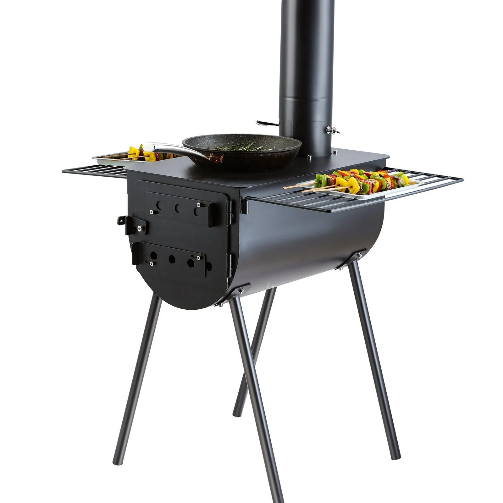 Stove, Stove and Portable Cooking Stove Gloves, Burning for Pipes Wood inch, Hot & Tailored service Heating with Pipes Camping Stove, Tent Alloy with 118 Customer-favorite Chimney 3000in³Firebox Steel Tent VEVOR Wood Outdoor 8