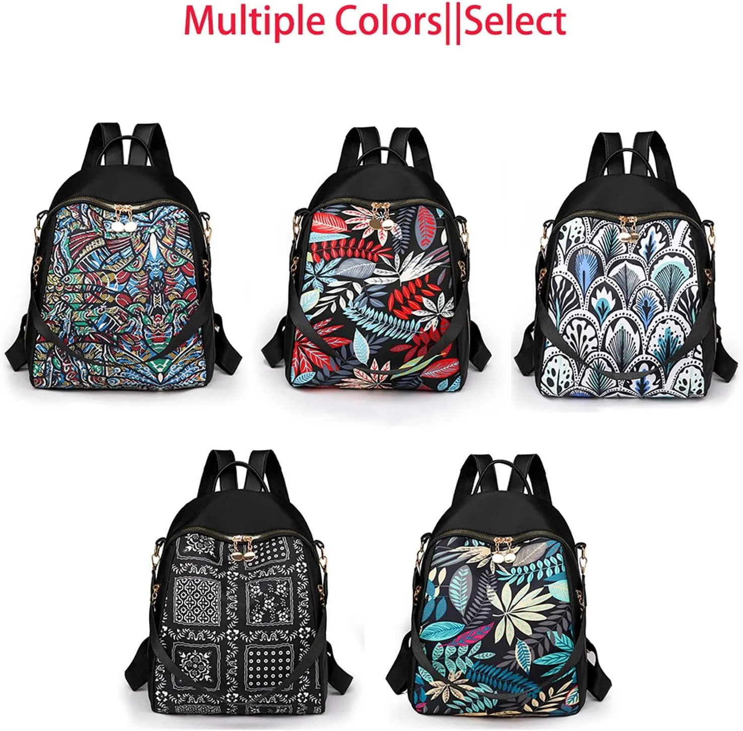 Stylish Casual Print College Work Backpack Shoulder Bag Outdoor Travel Backpack with Anti Theft Pocket Daypack (Feather)