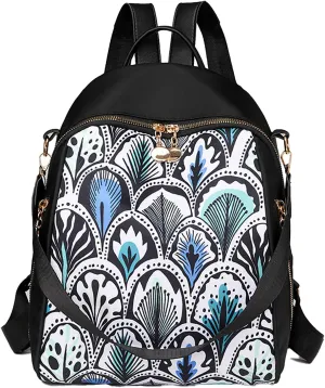 Stylish Casual Print College Work Backpack Shoulder Bag Outdoor Travel Backpack with Anti Theft Pocket Daypack (Feather)
