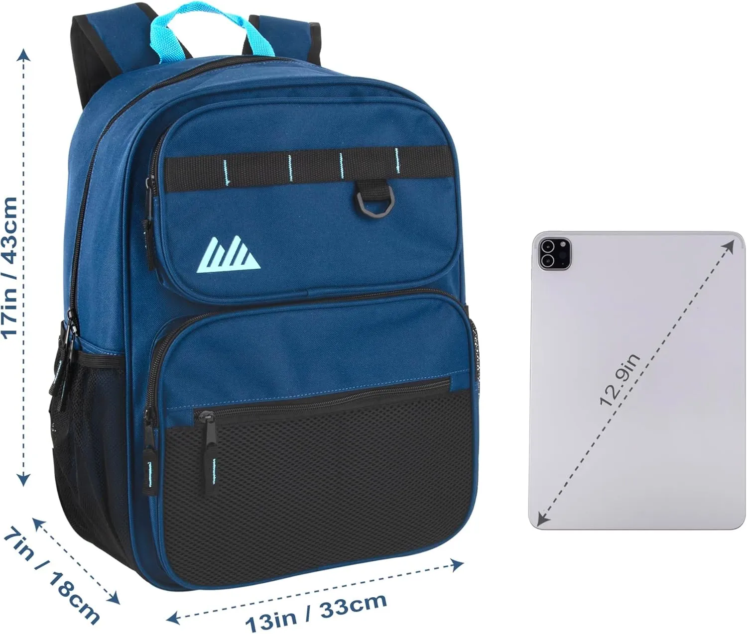 Summit Ridge Travel Backpack for Men and Women, Spacious Work Daypack with Water Bottle Pockets (Navy)