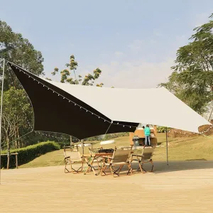 Sun Shade Tent Canopy Tent for Camping Picnic,4.3x3.8x2.4m Festival Essential, Beach Tent Sun Shelter for Lawn Garden,Portable Outdoor Shade (Color : Beige)