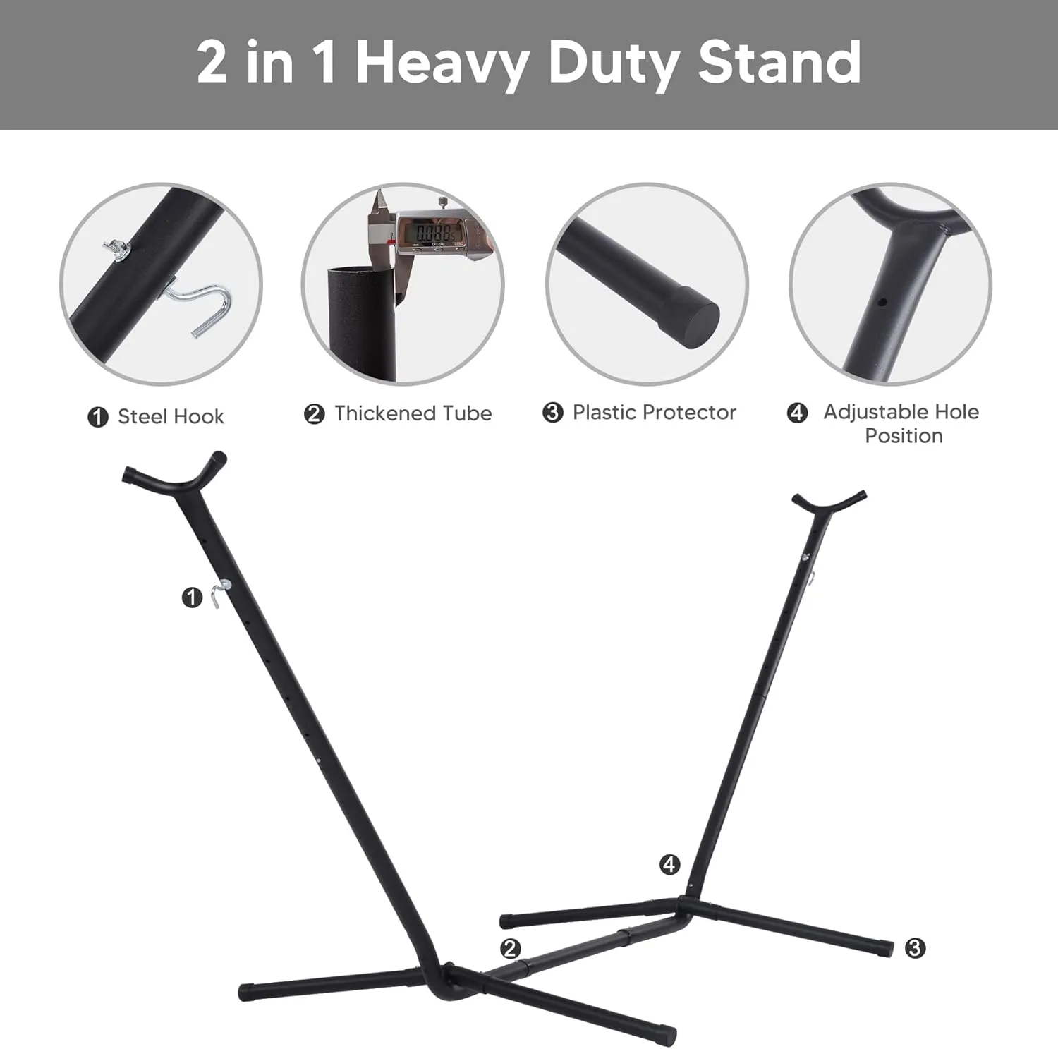 SUNCREAT 2-in-1 Convertible Double Hammocks 2 Person Heavy Duty, Large Patio Hammock with Space Saving Stand, Patent Pending, Coffee Stripe