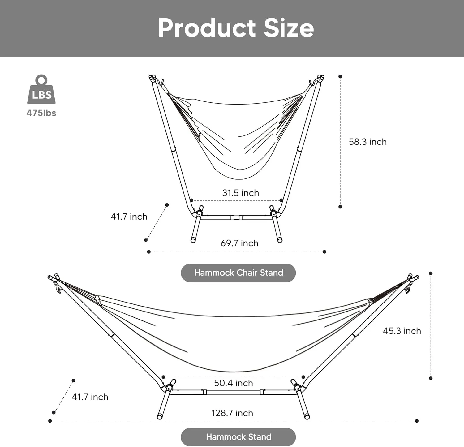 SUNCREAT 2-in-1 Convertible Double Hammocks 2 Person Heavy Duty, Large Patio Hammock with Space Saving Stand, Patent Pending, Coffee Stripe