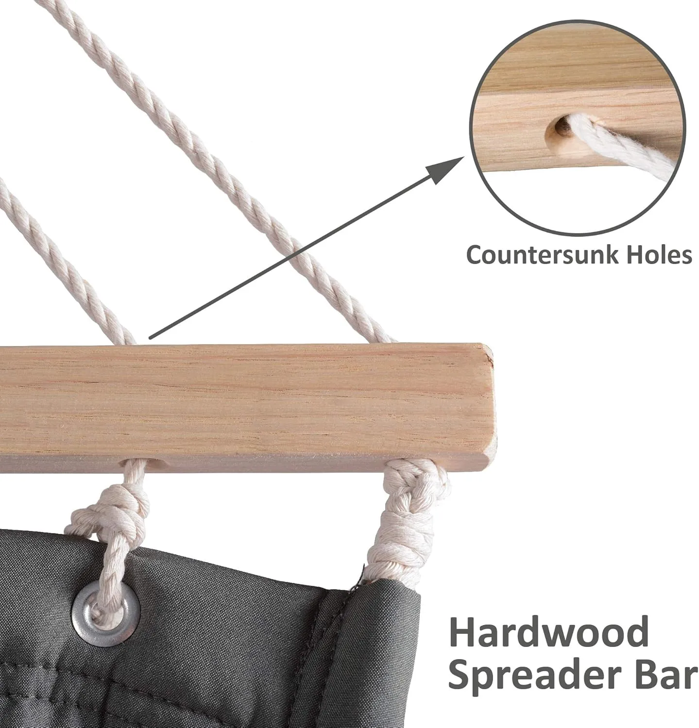 SUNCREAT Hammocks Double Hammock with Adjustable Wooden Stand Included, Outdoor Hammocks for Outside, 475 lbs Capacity, Dark Gray