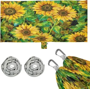 Sunflower Pattern Camping Hammock, 330 lbs with 2 Tree Straps, Carry Bag, Single Portable Hammock for Outdoor/Indoor, Hiking, Beach, Backpacking, Travel