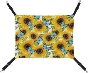 Sunflowers Blue Butterflies Hanging Cat Bed Soft Breathable Pet Hammock for Cage Pet Sleeper for Kitten Ferret Puppy Rabbit, style, 20240327