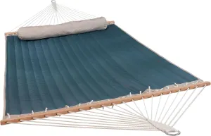 Sunnydaze Double Quilted Polyester Hammock with Detachable Pillow - 440-Pound Capacity - Tidal Wave