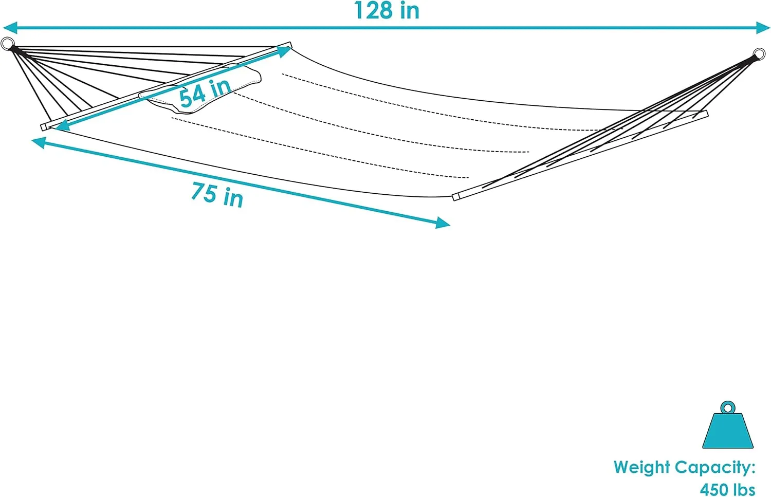Sunnydaze Quilted Outdoor Hammock with Spreader Bars - Heavy-Duty 450-Pound Capacity Double Hammock for Outside - Khaki Stripe