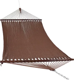 Sunnydaze Soft-Spun Polyester Rope Double Hammock for Outside - 600-Pound Weight Capacity Extra Large Hammock - Mocha