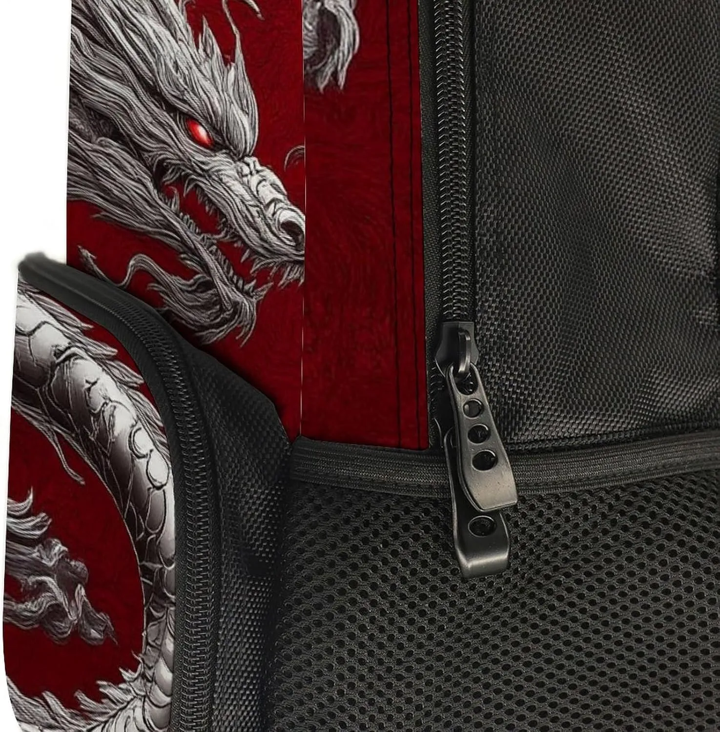 Supdreamc Chinese Dragon Art Red Daypack Backpack Polyester Multipurpose Anti-Theft Shoulder Bag Big Capacity Gym Outdoor Hiking Backpack With Smooth Zippers