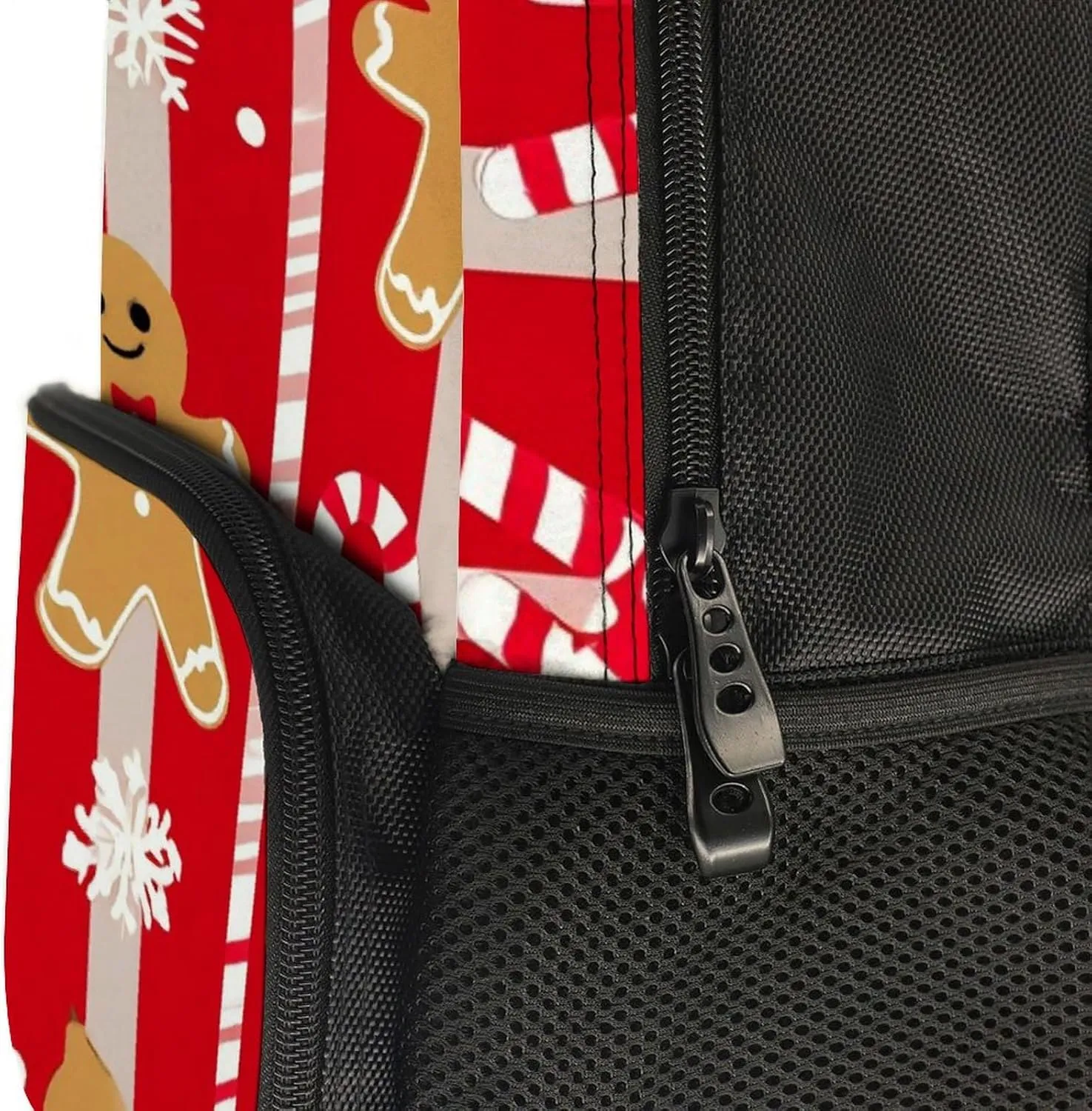 Supdreamc Christmas Red Gingerbread Cookies Candy Canes Backpack Polyester Anti-Theft Multipurpose Bookbag Large Capacity Laptop Book Bag Rucksack With Side Pockets