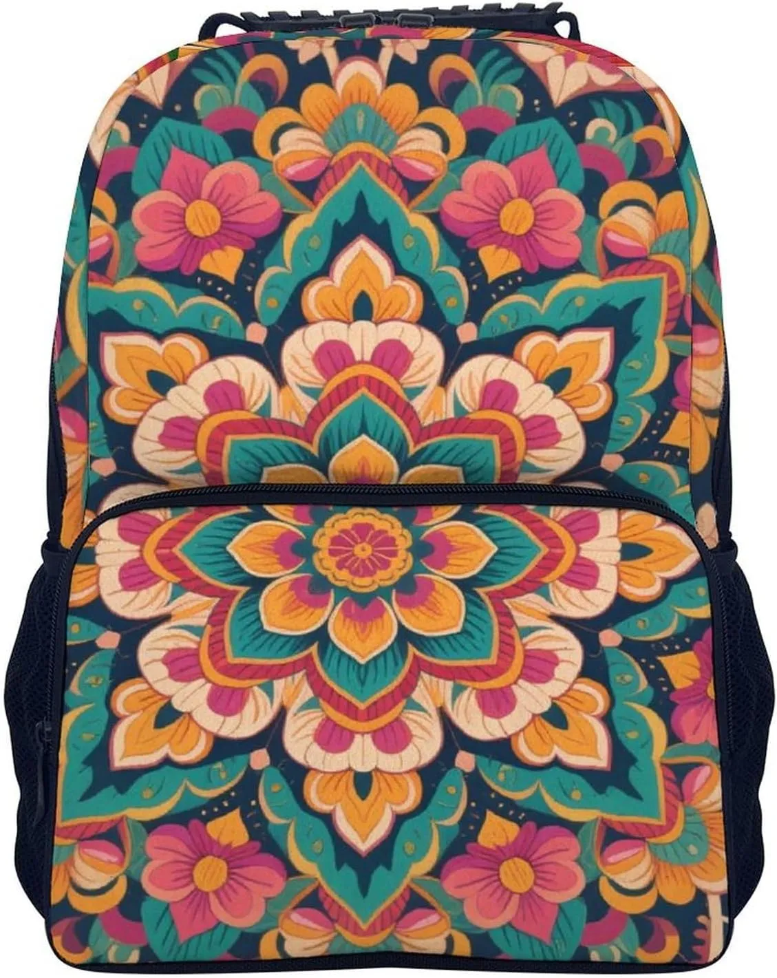 Supdreamc Lightweight Rucksacks for Camping Picnic Walking Cycling - Large Capacity Multipurpose Anti-Theft Carry On Bag, Boho Mandala Flowers Art Travel Hiking & Camping Rucksack