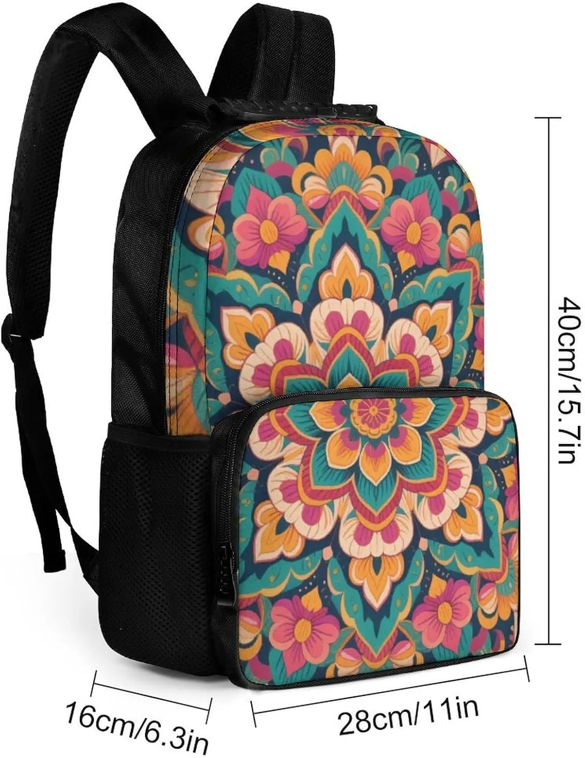 Supdreamc Lightweight Rucksacks for Camping Picnic Walking Cycling - Large Capacity Multipurpose Anti-Theft Carry On Bag, Boho Mandala Flowers Art Travel Hiking & Camping Rucksack